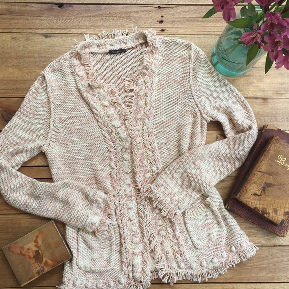 cardigan with fringe edging
